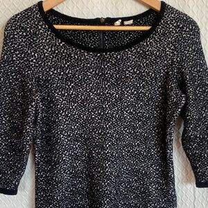 Anthropologie Moth Black/White Speckled Knit Sweater. Zip Back. Small.